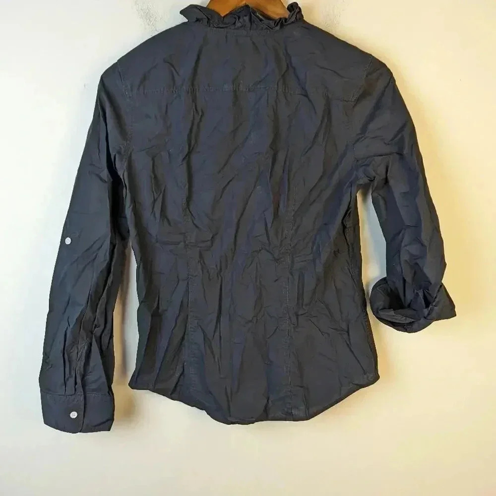 Talbots Ruffled Button Front Shirt - 4 - Picture 3 of 10